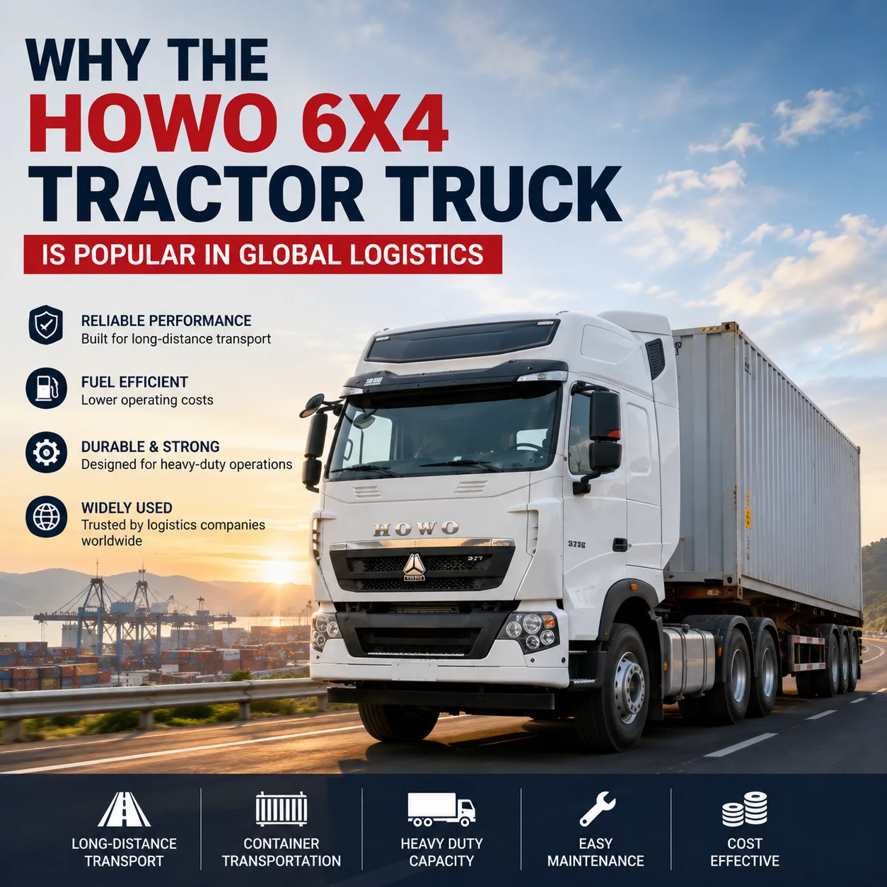 מדוע משאית הטרקטור HOWO 6x4 פופולרית בלוגיסטיקה עולמית