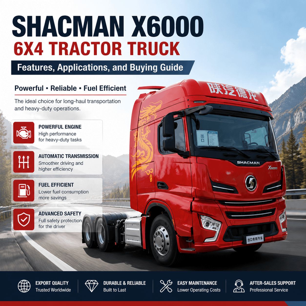 Shacman X6000 6x4 Tractor Truck: Gn&eacute;ithe, Feidhmchl&aacute;ir agus Treoir Cheannach
