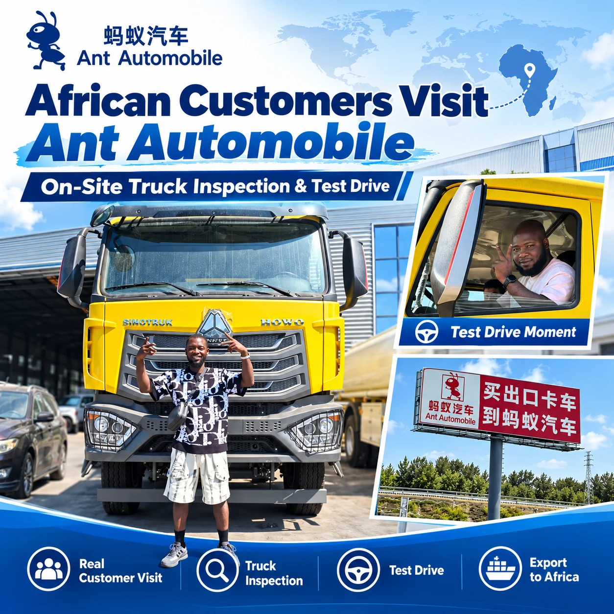 Africk&iacute; z&aacute;kazn&iacute;ci navšt&iacute;via Ant Automobile na kontrolu a testovaciu jazdu HOWO Truck