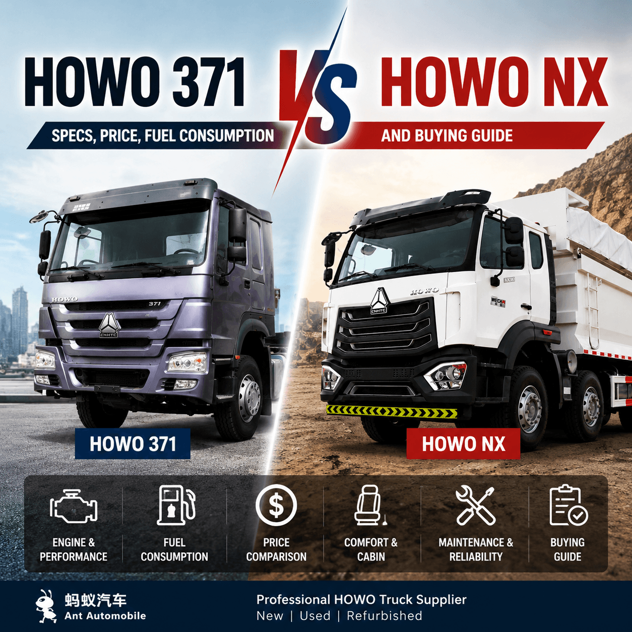 HOWO 371 vs HOWO NX: Špecifik&aacute;cie, cena, spotreba paliva a sprievodca n&aacute;kupom